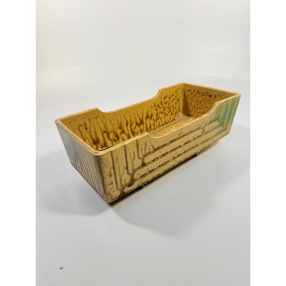 Footed Ikebana Dish Planter Japanese Drip Glaze Mid Century MCM Atomic Retro - Picture 7 of 16